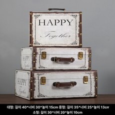 소품수납함 빈티지 카트리지 우드 테이블 가정용 수납함 소품 작은 상자, 미디엄, 실버