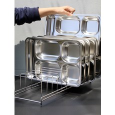 스테인리스 식판 거치대 304스텐 급식실 식판 한식뷔페, 1개, 51cm 17칸 스테인리스 격자 간격2.5cm, 1단