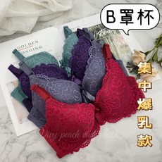 Vivy peach B罩杯 軟鋼圈 七色可選 促銷內衣 集中爆乳款 包覆 古典 雕花 蕾絲邊