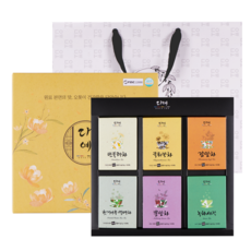 [본사직영] 다예 100%국산 꽃잎차 6종 티백 선물 세트+쇼핑백 (30티백) 국화꽃차+감잎차+헛개나무열매차+녹차세작+민들레차+뽕잎차, 1세트