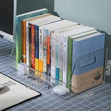 H嚴選好物桌上書架，桌上置物架，幼兒書架，兒童繪本讀物收納神器，小型雜誌架，亞克力透明牛津樹整理盒, 透明繪本收納盒大號-1件裝, 1個