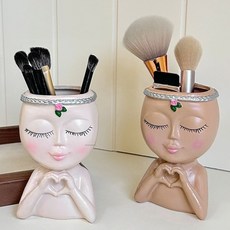 드루피 메이크업 브러쉬 보관함 정리함, 1개, 베이지