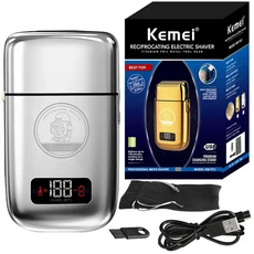 Kemei Km-Tx3 2021 새로운 디자인 안티 핀치 헤어 제품 전기 골드 금속 바디 면도 Usb 충전 왕복 면도기, 02 sliver with box