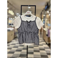 소이 주니어 NC경산점 "26년 여름 신상" 주니어 여아 아동 스크런치 체크 뷔스티에 블라우스 26M5652