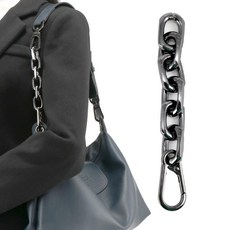 어깨끈 연장 체인 개조 스트랩 추가 메탈릭 버클 교체 수선 리폼 꾸미기 키링, 1개, 13.건메탈블랙 20mm 오벌체인30cm 1개