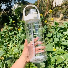 2000ML 大容量 運動水壺 附吸管 防漏 方便攜帶 透明水杯, 1個, 白色 / 2000ml