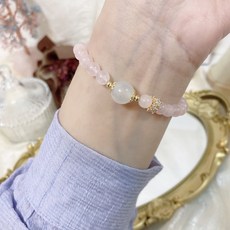 絕美排鑽葡萄石粉晶手鍊，提升人緣防止負能量，閃耀動人展現自我, 粉晶, 1個