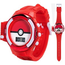 Accutime 포켓몬 디지털 LCD 쿼츠 시계 및 모든 연령 레드 손목