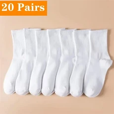 쿠쿠스토어 중간 길이 양말 여성 클래식 블랙 화이트 솔리드 컬러 유행 캐주얼 스포츠 흡수 통기성 1/7/10/, 13 20 Pair-3