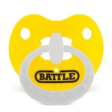 Battle Sports Binky Oxygen 풋볼 마우스 가드 - 탈착식 스트랩 최대 통기성 교정기와 함께 작동 및 끓일 필요 없음 - 크롬 핑크, 옐로우/화이트, 1개