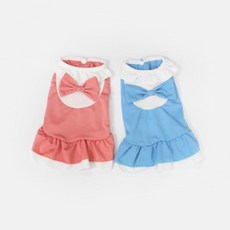 리본 똑딱이 원피스 애견의류 강아지옷, 1개, 분홍