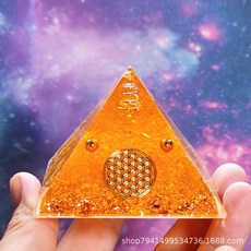金字塔天然水晶碎石滴膠擺件, 11,底6.5釐米*高5釐米, 1個