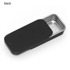 금속 직사각형 빈 미니 주석 상자 Tinplate 푸시 캔디 알약 케이스 상자 항아리 힌지 컨테이너 작은 주최자, 02 Black, 01 나