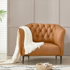 플로바움 모스카토 1인용 가죽 거실 소파 슬림 디자인, 카멜(SA1569)