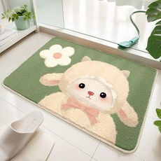 흡수성 욕실 발매트 미끄럼방지 플러시, 60x90cm (가정용) 셰르파, 1개, F0269B 잔디 녹색 양
