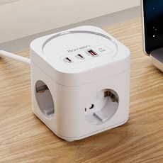 Bornoon 고성능 USB C타입 고속충전 큐브 멀티탭 1.8m, 1개, 화이트, 180cm