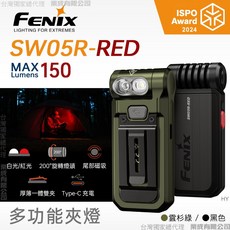 Fenix 運動多功能夾燈 SW05R-RED, 深穩黑