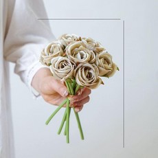 수국 알륨 조화 인테리어 부쉬 다발 장식 꽃 촬영 컬러, 손잡이 작은 로즈 그린 커피 1송이