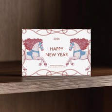 바른손카드 로얄 홀스 연하장, 1개, 레드