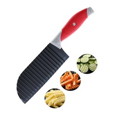 크링클 나이프 채소용 HIA 커터 커터 식기세척기 과일 웨이브 스타일리시한 프라이 있는 스테인리스 감자 오이 손잡이가 스틸 프렌치 고무 슬라이서 안전 감자 당근