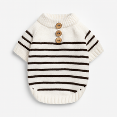 아티펫 반려동물 줄무늬 단추 스웨터, 1개, 화이트