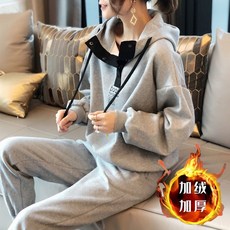 5CENT 女款加絨加厚衛衣套裝 保暖兩件式運動休閒服
