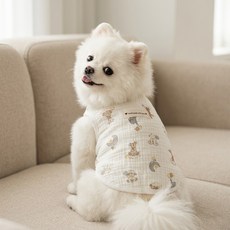 강아지옷 여름옷 순면 올인원 조끼 실내복 잠옷 사계절 강아지 고양이 통기성이 좋은 홈웨어, 1개, 애니멀