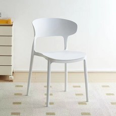 Tixpra 식탁의자 일체형 커피의자 북유럽 캐주얼 플라스틱의자 2p 세트, 4개, 흰색