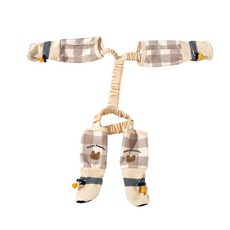 FuTai 반려동물 산책 외출용 방진 4족 팬츠 강아지 부츠 방수 레깅스 강아지 점프슈트 신발, Brown Grid - M, 1개