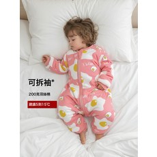 DFMEI 超人豆豆兒童睡袋秋冬防踢被嬰兒加厚睡衣中大童寶寶夾棉分腿睡袋, 荷包蛋(200克厚夾棉)