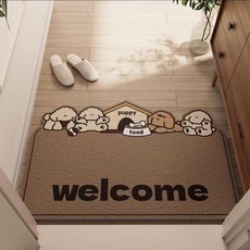 貓貓welcome 絲圈地墊 加厚防滑門墊 100x120CM, 1個, 深咖色