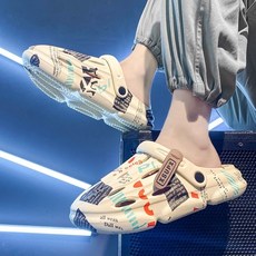 韓版潮流洞洞鞋 溯溪鞋 沙灘鞋 布希鞋 拖鞋男士百搭踩屎感防滑沙灘鞋男兩穿涼鞋 男士漂流鞋 涉水鞋兩棲鞋男 釣魚鞋 海邊