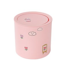 MEIISEO가정용 탁상 미니 휴지통 사무실 책상 다용도 쓰레기통, 핑크