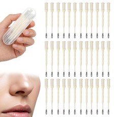 FNANJWQ 수동 코털 트리머 36개 회전 비강 털 면도기 커터 보관 상자 포함 여성 및 남성용 휴대용 콧구멍 제거 도구 양면 코 털 클리너, FNANJWQ 수동 코털 트리머 36개, 회전 비강 털