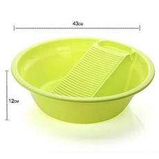防滑搓衣板 洗衣板 家用加厚帶搓板洗衣盆搓衣板塑料特大號折疊一體防滑洗衣板搓塑料洗衣搓, 一體不折疊綠色小號（直徑43cm）, 1個