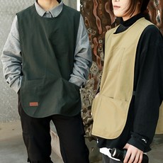 클린프로젝트 투포켓 방수 조끼 앞치마 짧은 주방 카페 미용실, 1개, 와인