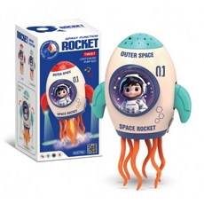 토이즈데이 춤추는 우주 로켓 별빛 프로젝션 연기 효과 음악 LED 불빛 댄스 로보트 장난감 단체 선물, 1개, 블루