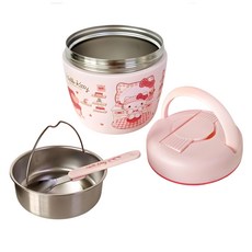 Skater 可提式不鏽鋼便當盒+不鏽鋼分層盒組 LDNC10SK, 1組, Hello Kitty