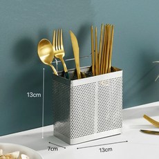 加厚不鏽鋼筷子筒, 雙格本色 304食用級特厚厚 儲物架可放筷子勺子刀具, 1套