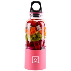 착즙기 병 주스 컵 휴대용 USB 충전 자동 혼합 과일 가전 믹서기 500ml, Pink