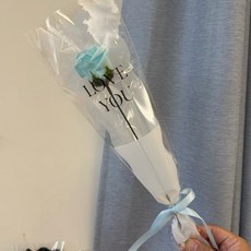 香皂花玫瑰康乃馨禮盒：仿真花畢業花束、情人節婚禮小物、教師節禮品, 1個, 冰藍色玫瑰, 冰藍色玫瑰