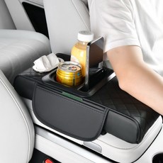 감성픽 차량용 콘솔 수납함 컵홀더 티슈케이스 올인원 멀티 정리함, 블랙, 1개