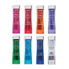 유니 나노다이아 컬러 샤프심 0.5mm (8색상) 색깔 문구 필기 사무 학생 수업 용품 도구, 블루