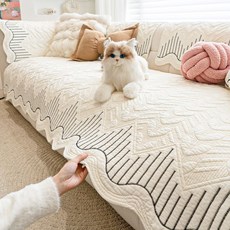 YAPOGI 프렌치 크림 빛 반려동물 발톱 방지 순면 미끄럼 방지 사계절 소파패드