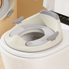 智能馬桶嬰兒童坐便圈男女寶寶專用坐便器，加大號小孩厠所坐墊蓋便盆, 柔軟坐墊款灰色-馬桶圈-適合智能+普通馬