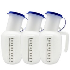 대명 휴대용 소변기 검정눈금 1000ml 남성용 소변기 환자용 침상변기 간병, 3개, 3개