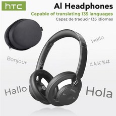 [호환] HTC HP06 Bluetooth V6.0 무선 오픈 이어 헤드폰 PC 노트북 전화 TV 용 접이식 펀치 베이스 헤드셋 경량 중공 통풍, 4)black AI case