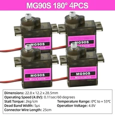 메탈 기어 아날로그 RC 마이크로 서보 업그레이드 버전 MG90 비행기 보트 카 Trex 450 180 360 2 PCs, 06 4PCS-180