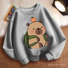 卡皮巴拉水豚君春秋冬新款男女小中大兒童衛衣圓領加厚長袖潮外套 7CC0