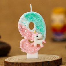 꿈나라 유니콘 럭셔리 숫자초 웨딩 백일 돌잔치 결혼기념일 환갑 특별한 생일 100일 넘버, 1개, 100g, 9